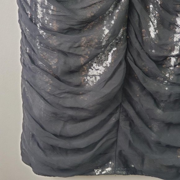 Tadashi Shoji Black Ruched Silk Layered Sequin Coc - Picture 11 of 14